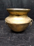 Vintage Etched Brass Vase with Double Handles