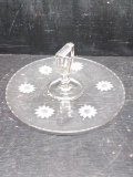 Clear And Etched Glass Torte Tray
