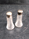 Pair Glass S&P Shakers with Sterling Silver Tops