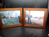 (2) Vintage Framed Prints-Fox in the Henhouse & Sunday Services (x2)