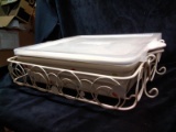 Temp-tations Presentable Ovenware-Polka Dot-Large Casserole Lids and Wire Serving Rack