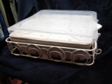 Temp-tations Presentable Ovenware-Polka Dot-Large Casserole Lids and Wire Serving Rack