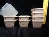 Temp-tations Presentable Ovenware-Polka Dot-8 Square Bowls with Handle and Lids