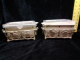Temp-tations Presentable Ovenware-Polka Dot-2 Rectangle Serving Dishes with Metal Racks and Trivets,
