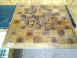 Vintage Wooden Checkerboard with Wooden Pieces
