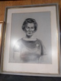 Framed Charcoal Portrait-Distinguished Lady signed Valentine Huzieff