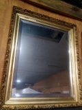 Framed Beveled Edge Mirror with Antique Gold Frame