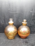 Pair Vintage Hand painted Bottles