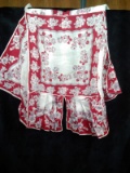 Vintage Apron-Maroon and Flowers