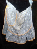Vintage Apron-Yellow Trim Blue Background