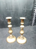 Pair 19th Century Brass Push UP Candlesticks