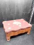 Antique Mahogany Needlepoint Footstool