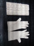 Vintage Satin Beaded Purse & Gloves