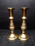 Pair Heavy Brass Candlesticks
