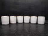 Collection 6 White with Gold Rim Sake Cups Marked Italy