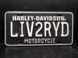 Harley Davidson LIV2RYD Novelty License Plate