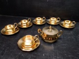 13 pcs Metal Gold Tone Tea Cup Set