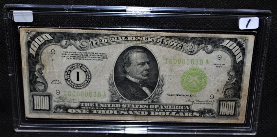 SCARCE $1000 FEDERAL RESERVE NOTE - SERIES 1934