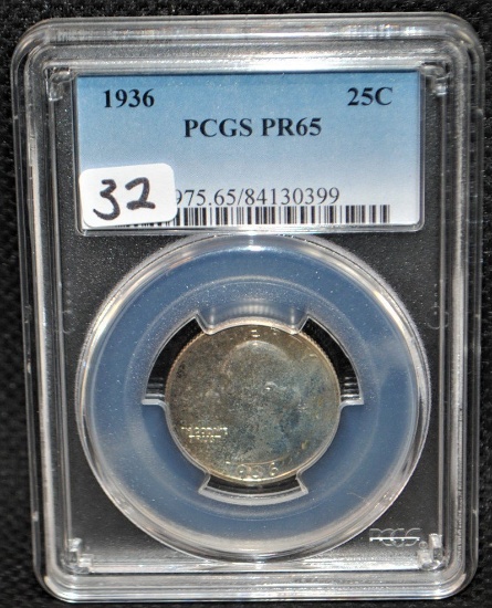 RARE KEY DATE 1936 WASHINGTON QUARTER - PCGS PR65