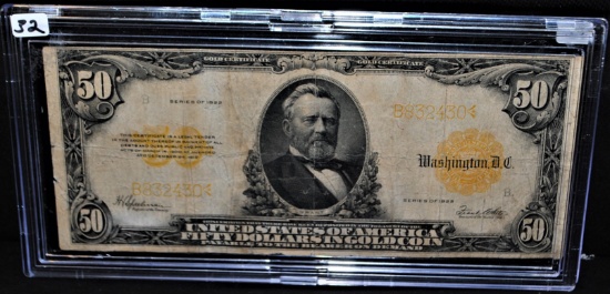 SCARCE $50 GOLD CERTIFICATE SERIES 1922 LARGE  SIZE FROM SAFE DEPOSIT