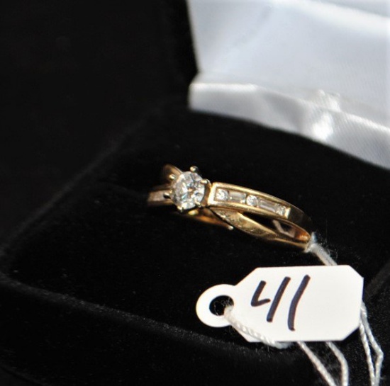 ONE STAMPED AND TESTED 14K YELLOW GOLD LADIES  DIAMOND RING CONSISTING OF O