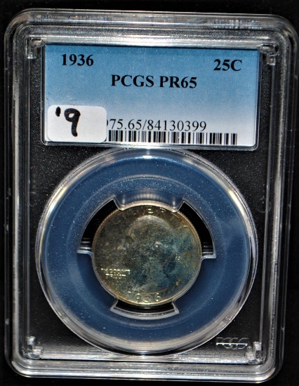 RARE 1936 WASHINGTON QUARTER - PCGS PR65 -  THE CURRENT COIN WORLD TRENDS L