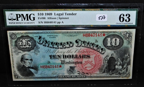 "RARE" $10 "RAINBOW"  LEGAL TENDER NOTE PMG 63CU