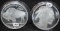 TWO 2015 5 TROY OZ 999 SILVER BUFFALO ROUNDS