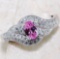 1CT PINK SAPPHIRE AND WHITE TOPAZ RING