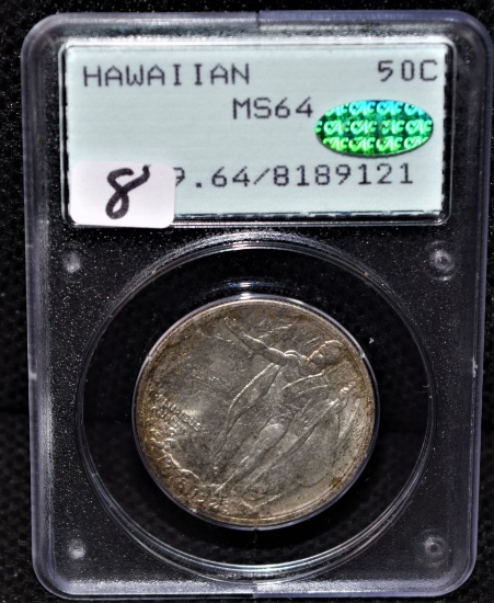 RARE HAWAIIAN SESQUICENTENNIAL HALF PCGS MS64 CAC