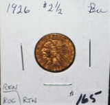 SCARCE 1926 $2 1/2 INDIAN GOLD COIN