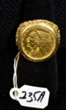 $2 1/2 INDIAN GOLD COIN 14K RING