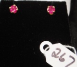 PAIR OF LADIES 14K YELLOW GOLD RUBY STUD EARRINGS