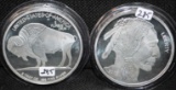 TWO 2015 5 TROY OZ 999 SILVER BUFFALO ROUNDS
