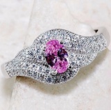 1CT PINK SAPPHIRE AND WHITE TOPAZ RING