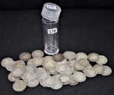 50 MIXED DATE BARBER DIMES
