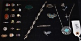 27 PIECES OF VINTAGE STERLING SILVER JEWELRY