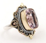 8CT THREE TONE-KUNZITE STERLING RING