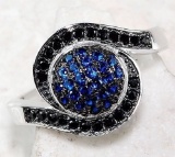 1CT BLUE SAPPHIRE STERLING RING
