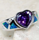 AMETHYST & AUSTRALIAN OPAL INLAY STERLING RING