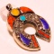 TIBETAN TURQUOISE, LAPIS, YELLOW & RED CORAL PENDT