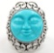 BALINESE GODDESS FACE CARVED TURQUOISE RING