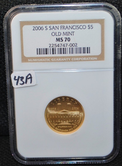 2006-S SAN FRANCISCO $5 GOLD "OLD MINT COIN" MS70