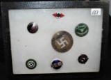 7 WW II GERMAN (NAZI) PINS IN CASE