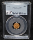 EARLY 1853 $1 GOLD COIN - PCGS AU53
