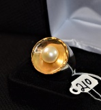 LADIES 14K/925 HAND MADE PEARL RING