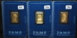 3 PAMP 2.5 GRAM 9999 FINE GOLD BARS