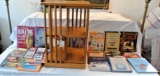 SWIVEL BOOK STAND & ANTIQUE REFERENCE BOOKS