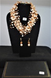 LADIES FRESH WATER PEARL & AMBER NECKLACE