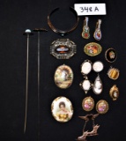 LADIES FRENCH LIMOGES, ITALIAN & VICTORIAN JEWELRY